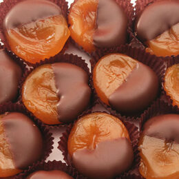 Dark dipped apricots